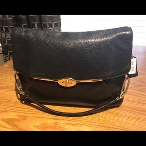 COACH Black Pebble Leather MADISON Shoulder Bag